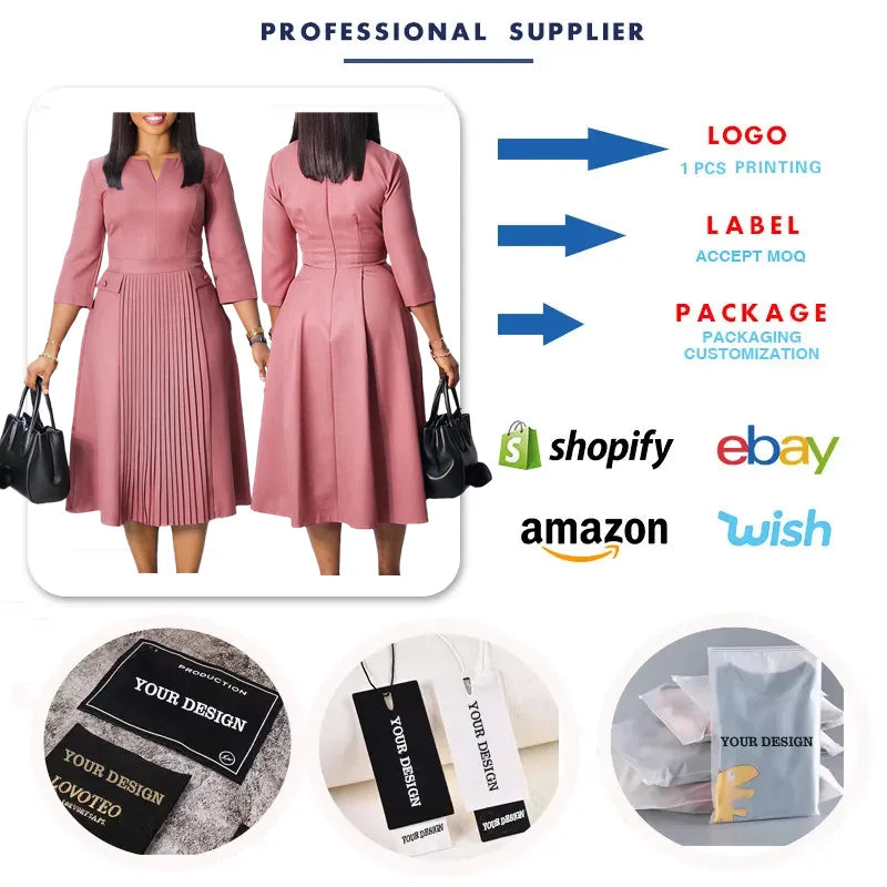 Elegant Pleated Solid Midi Dress