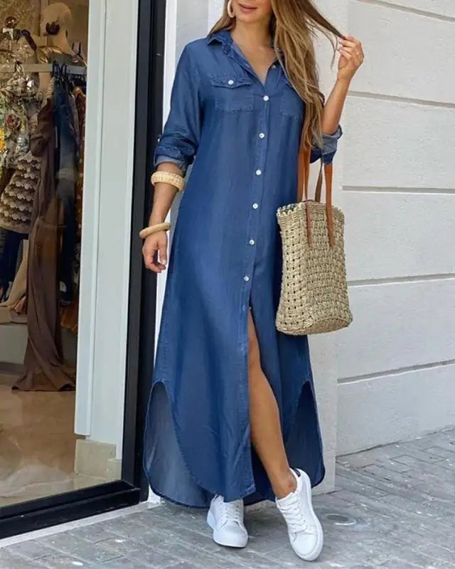 YQY1206 Hot Selling Spring and Summer Fashion Long Sleeve Loose Dress Printed Maxi Dress Ladies Fall Dresses for Women