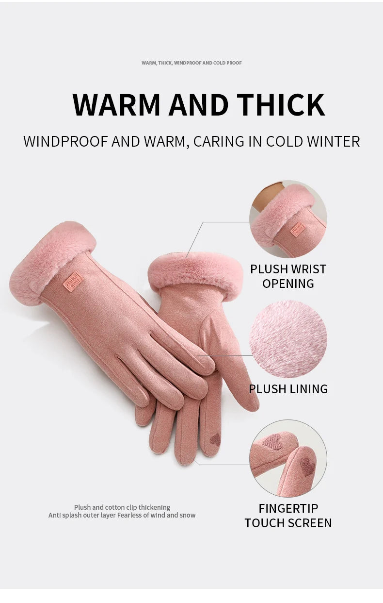 Fashion Hand Warmer Touchscreen Windproof Cycling Bike Riding Funny Warm Winter Women Gloves