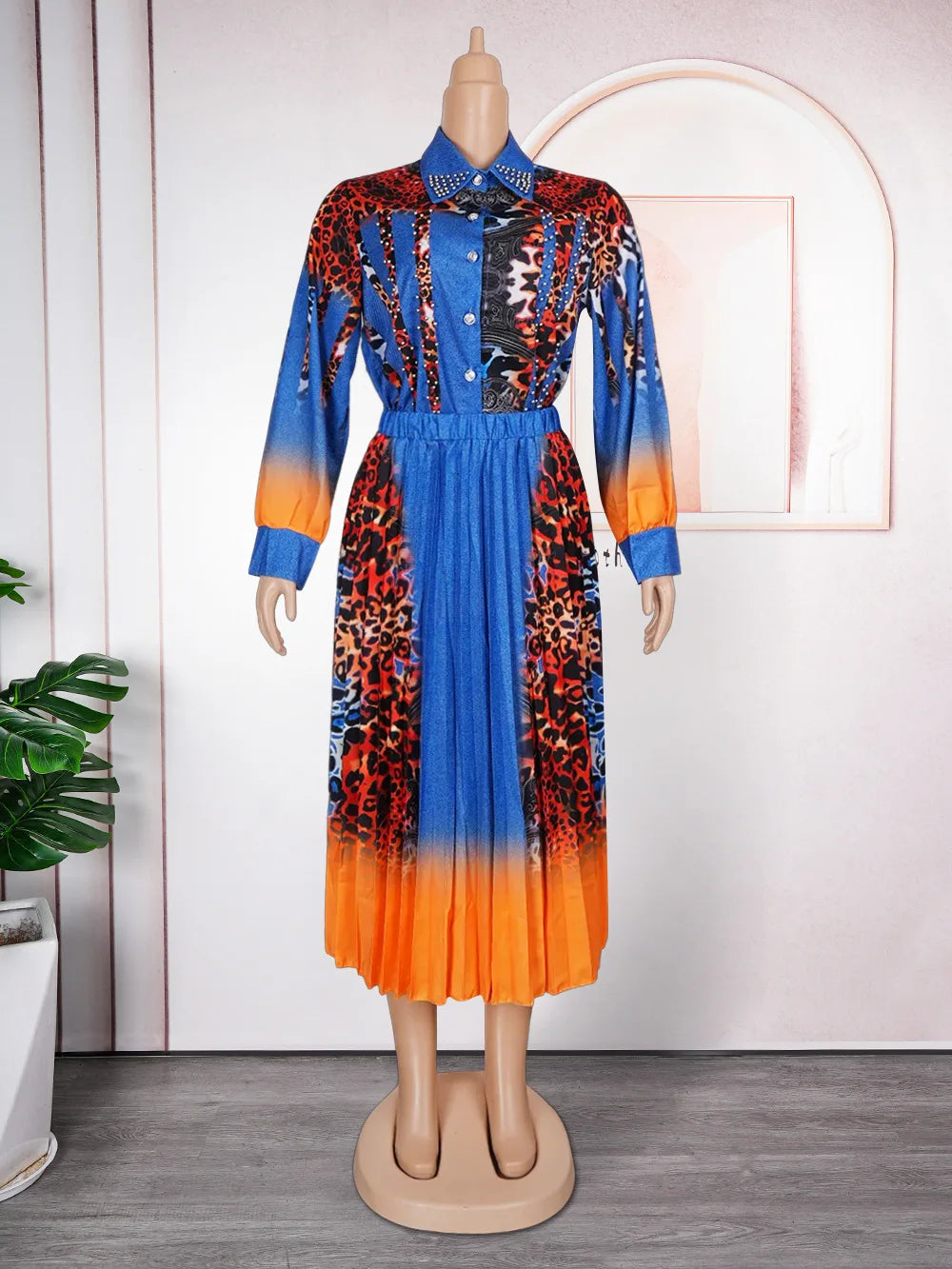 African Dresses for Women 2024 Elegant Summer Fashion 2 PCS Sets Tops and Skirts Suits Muslim Kaftan Chiffon Maxi Dress