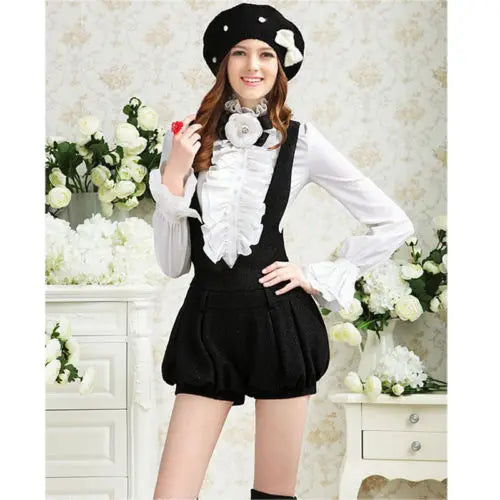 US Women Solid Lady Shirt Frilly Ruffle shirt Tops Flounce Casual Blouse Clothes Shirts