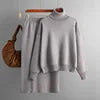 Fashion Two Piece Set Autumn and Winter New Knitted Set for Ladies Outer Wear High Collar Sweater Skirt Set Female Wholesale