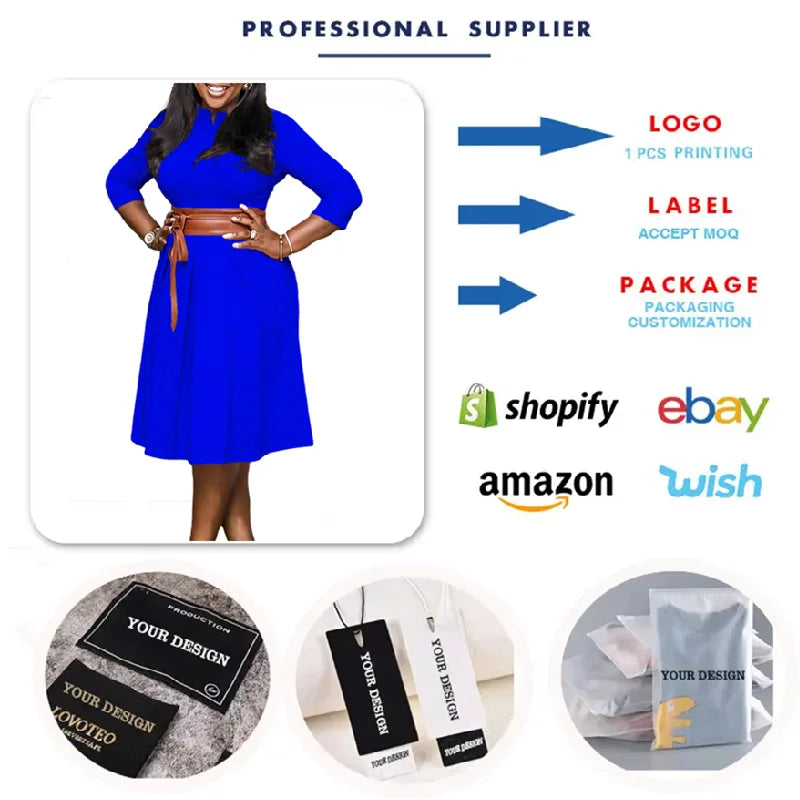 Belted Solid Elegant Autumn Dress