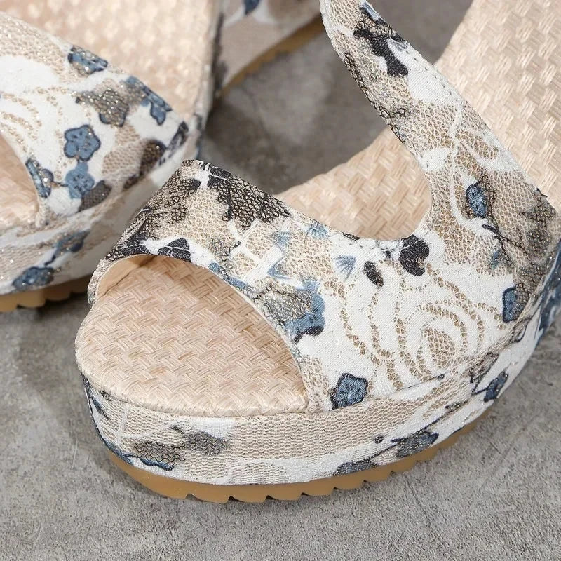 Ladies Print Wedge Heels