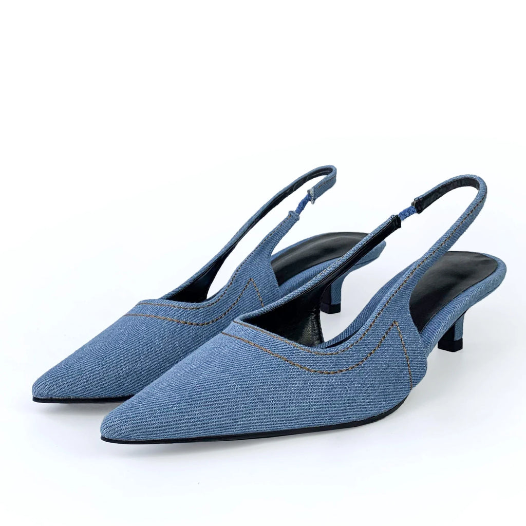 Mid Heel Denim Custom High Heels Shoes for Women Sandals and Ladies Shoes Femmes Chaussures Pour Wedding Bride
