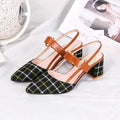 Plus Size 34-42 Women Beige Plaids Single Shoes Suede Sandals Dropship