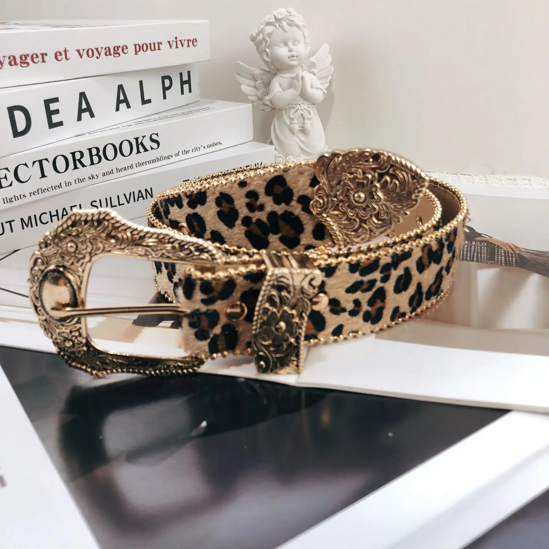 Sub Culture High Grade Retro PU Belt Vintage Style Leopard Print Belt Factory Direct Sales Belt for Women