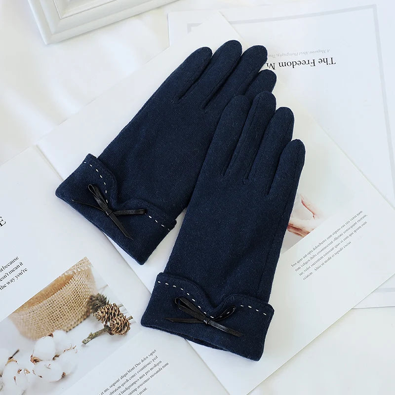 Fashion Fancy Warm Bike Riding Touchscreen Thermal Winter Wool Women Gloves