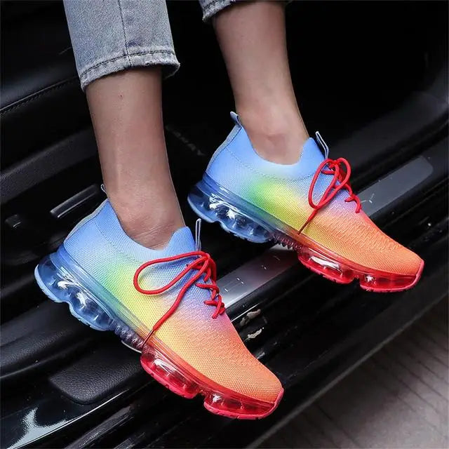 Women Breathable Sneakers 2022 Autumn New Tie Dye Lace up Ladies Casual Shoes Outdoor Sport Walking Female Vulcanized Shoes