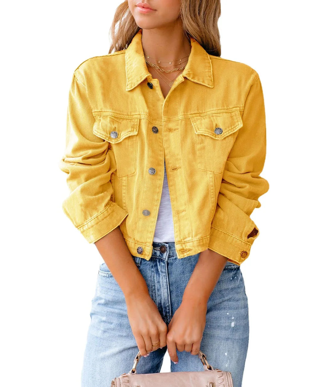 Hot Selling Short Slim Fit Womens Denim Casual Jacket Coat