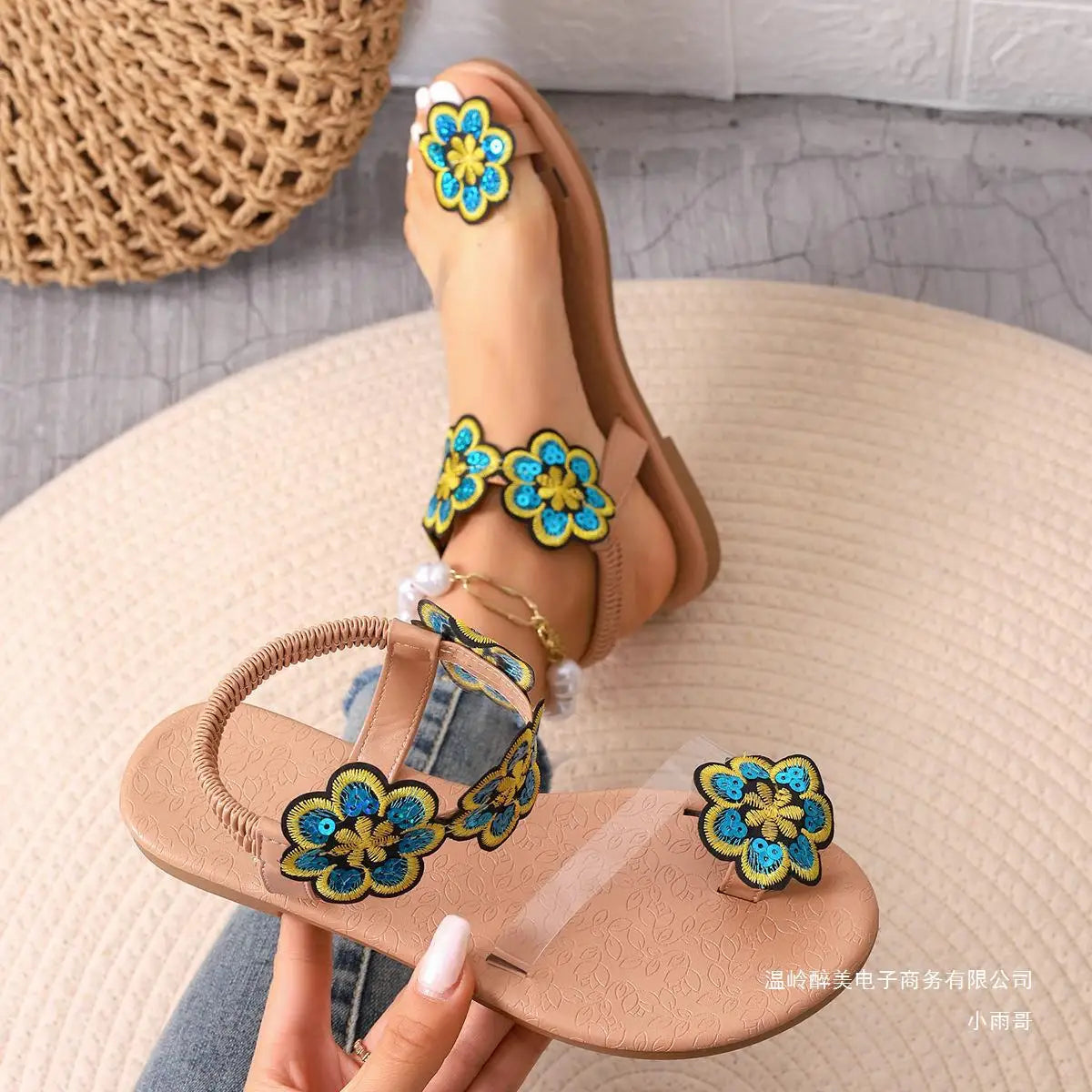 Colorful Flat Ethnic Beach Sandals