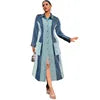 Y218539 Plus Size Jeans Dresses Women Contrast Color Single Breasted Lapel Long Sleeve Denim Dresses for Women Ladies Maxi Dress