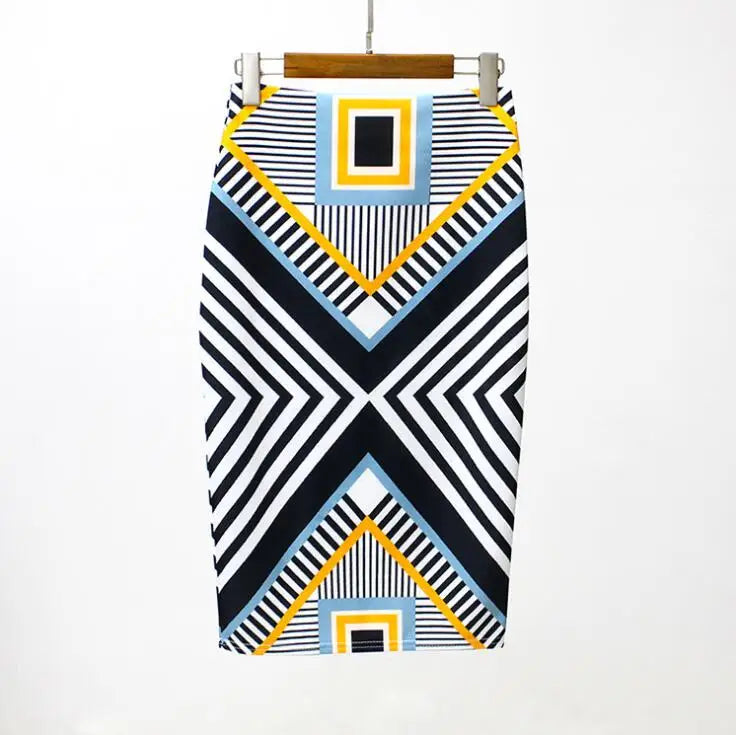 Fashion Midi Skirt For Women Flora Printed High Waist Pencil Skirt Female Causal Flower Bodycon Skirt With Slit
