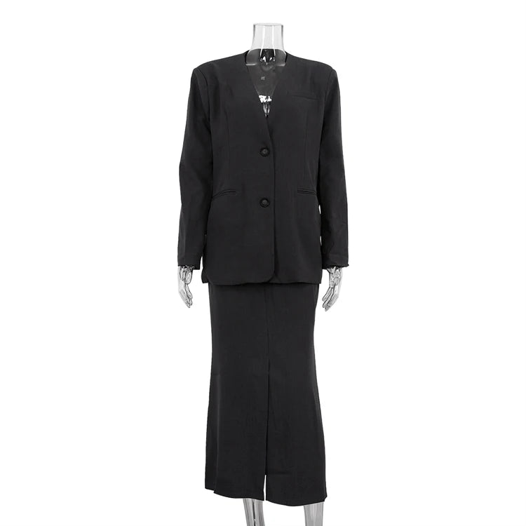Factory Direct Sale 2024 Fall Elegant Two Pieces Set Ensemble Femme Office Wear Ladies Clothes Suits Blazer Skirt Set for Women