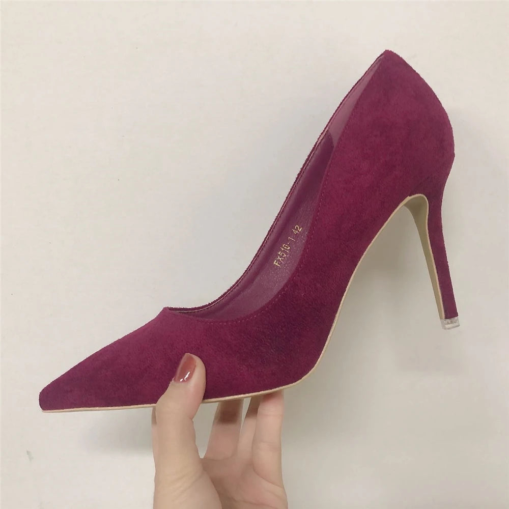 Big Size 42 43 Suede Leather Heels