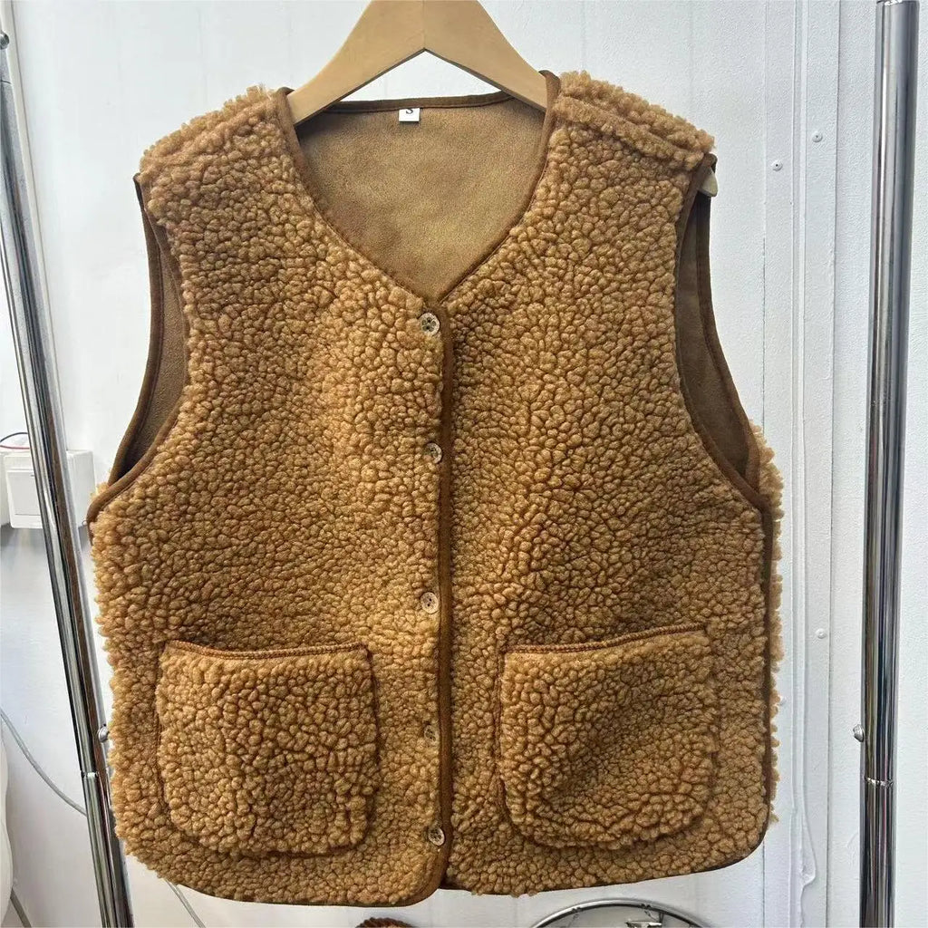 Wool Button Sleeveless Warm Vest