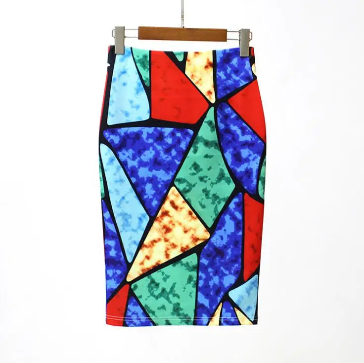Fashion Midi Skirt For Women Flora Printed High Waist Pencil Skirt Female Causal Flower Bodycon Skirt With Slit