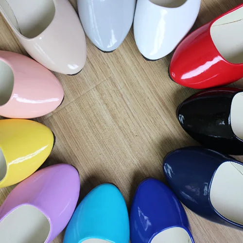 Women's Fashion Patent Leather Smooth Glossy Casual Shoes Pointed Solid Colour Retro Women Walking Shoes Anti-slip Ladies Shoes