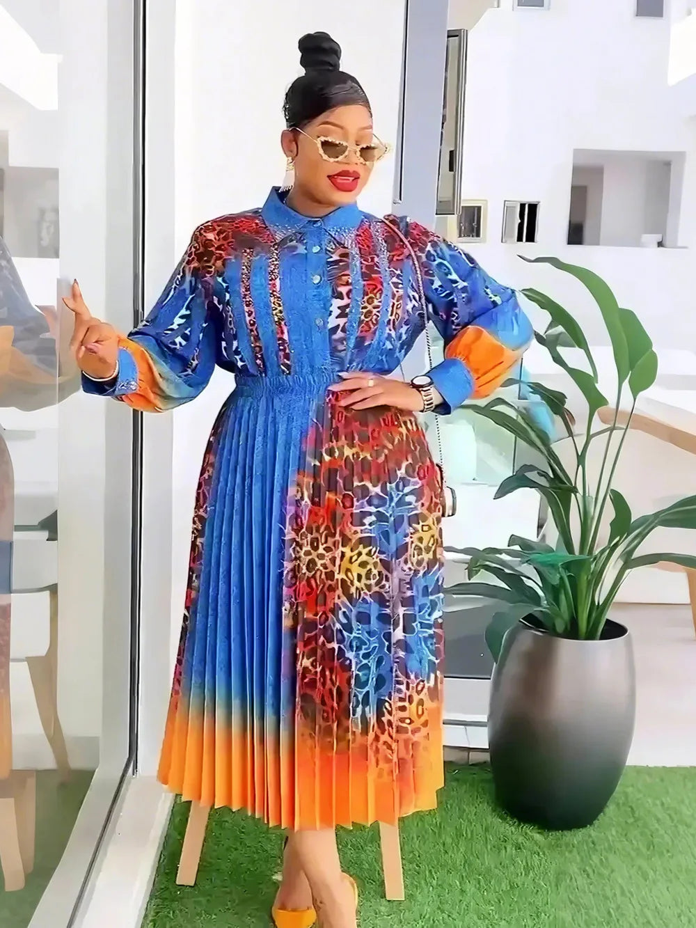 African Dresses for Women 2024 Elegant Summer Fashion 2 PCS Sets Tops and Skirts Suits Muslim Kaftan Chiffon Maxi Dress