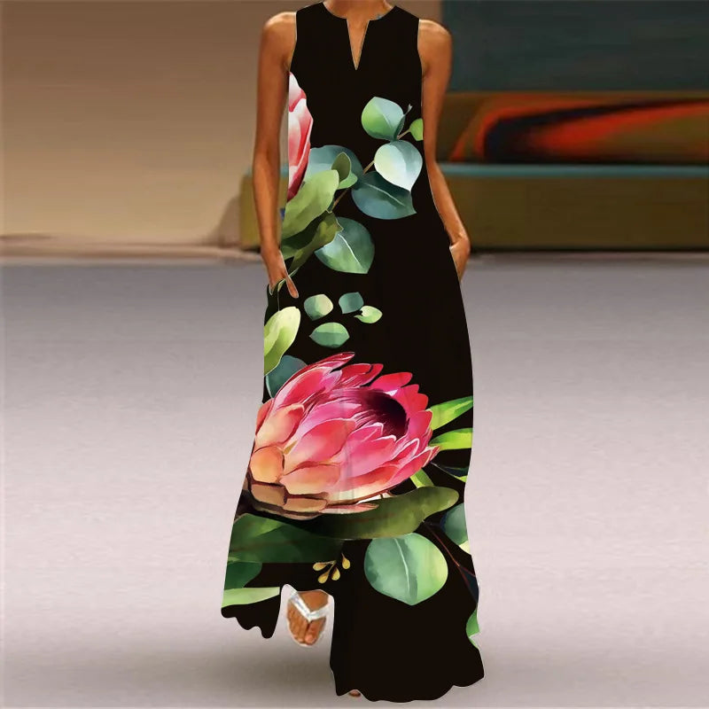 Summer Beach Women Dress 2022 Elegant Robe Party Sleeveless Vestidos Women Casual Sundress Vintage Dresses