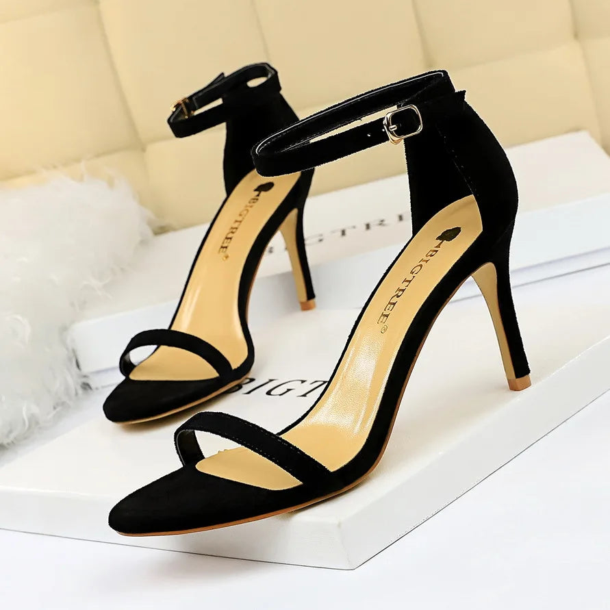 Hollow Pointed Toe Stiletto Sandals
