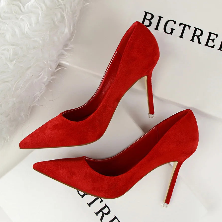 Big Size 42 43 Suede Leather Heels
