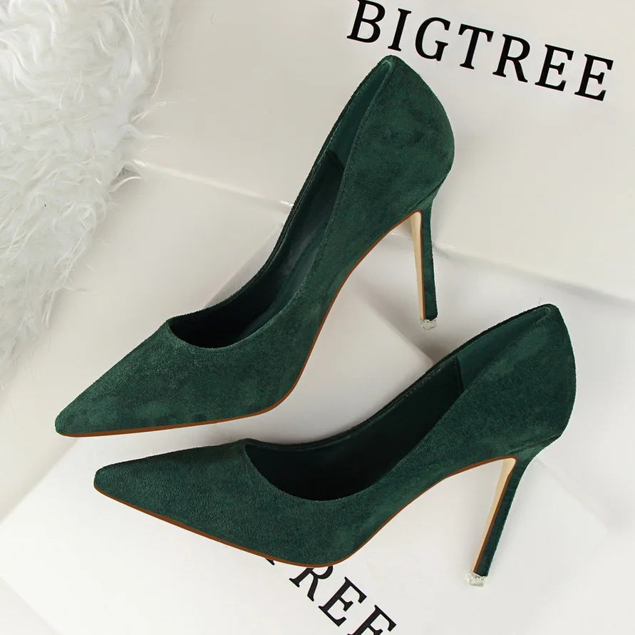 Big Size 42 43 Suede Leather Heels