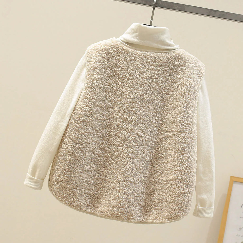 Wool Button Sleeveless Warm Vest