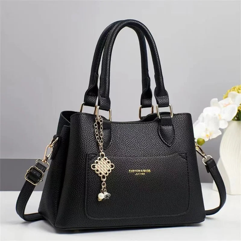 2025 New Designer Women's Preppy Style Tote Purse Ladies' Shoulder Bag Chain Decoration PU  Zipper Closure Portable Handbag