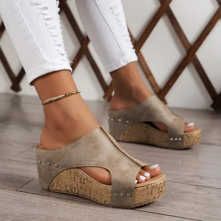 Women's Summer Roman Heeled Sandals Plus Size New Cross-Border Design Independent Station EVA Back Wedge Platform