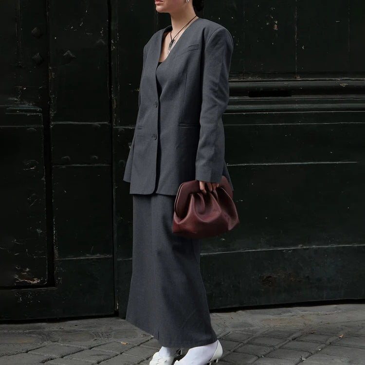Factory Direct Sale 2024 Fall Elegant Two Pieces Set Ensemble Femme Office Wear Ladies Clothes Suits Blazer Skirt Set for Women