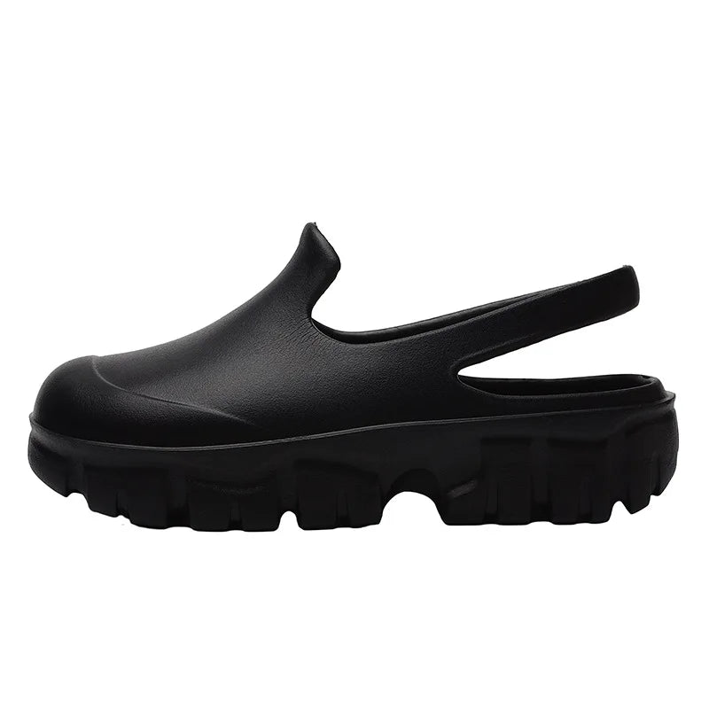 Thick Soled Toe slippers Women's Ins Lightweight Non slip Heightened Chef Shoes Flat Sports Hole Shoes Sandals Women