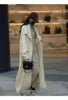 Cable Knit Turndown Collar Longline Sweater Coat