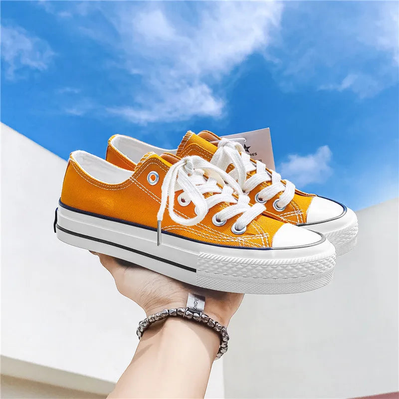 Zapatos De Muje Retro 1970s Korean Street Style Classic and Versatile Platform Shoes, Popular Sneakers Made of Cloth