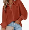 Casual Button-Down Loose Long Sleeve Blouse