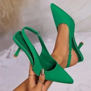 Zapatos De Mujer Lady Office Heels Sandals Sandals with Pointed Toe PU Upper and Sexy Style for Women