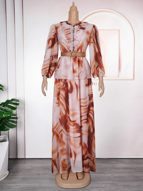 2025 African Dresses for Women Spring Long Sleeve Fashion Sequins Maxi Dress Africa Clothing Straight Evening Fit Dresses
