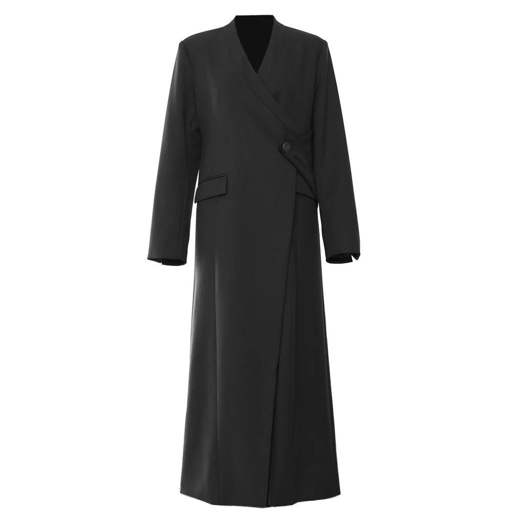 2024 Autumn and Winter New Fashion Process Irregular Structure Long  Trench Coat Women Coat