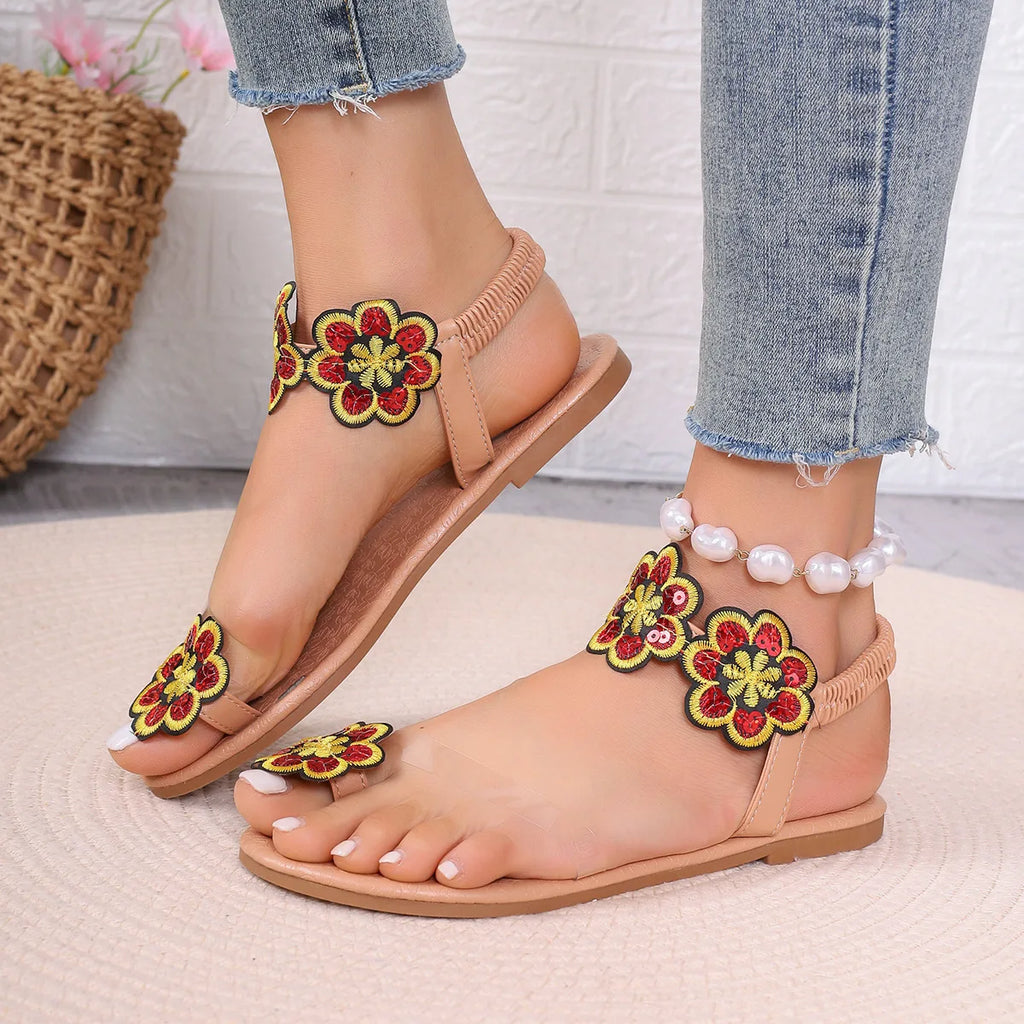 Colorful Flat Ethnic Beach Sandals