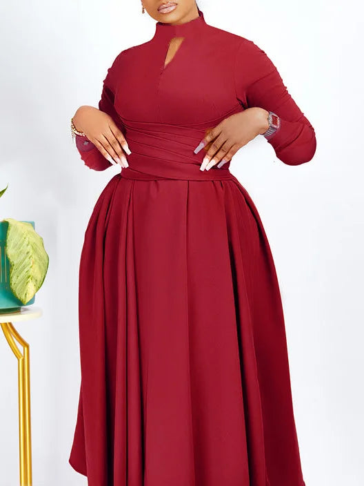 Ruched A-Line Long Sleeve Dress