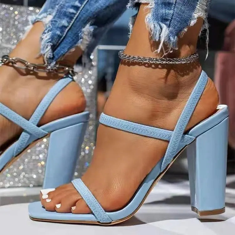 Women's Large Size Open Toe Platform Sandals with Thick High Heel Wedge Square Block Buckle Upper Sandal Plate for Summer