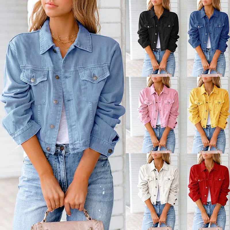 Hot Selling Short Slim Fit Womens Denim Casual Jacket Coat