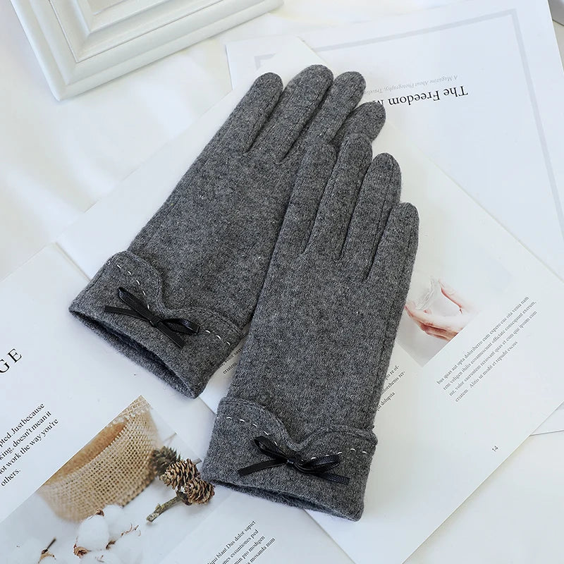 Fashion Fancy Warm Bike Riding Touchscreen Thermal Winter Wool Women Gloves