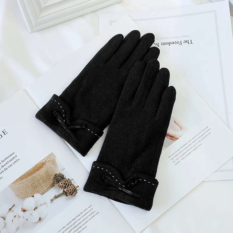 Fashion Fancy Warm Bike Riding Touchscreen Thermal Winter Wool Women Gloves