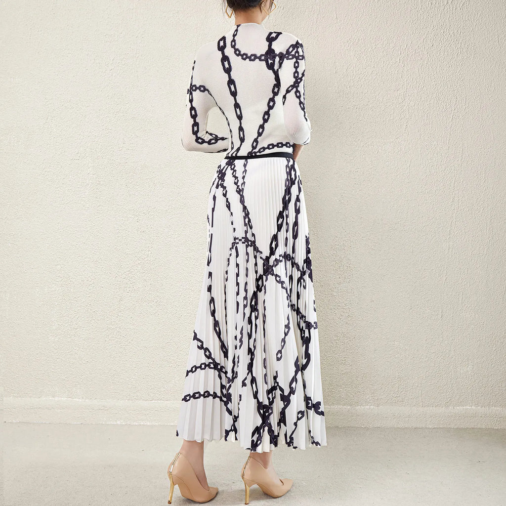 The Latest 2025 Pleated Printed Design Women's 2-piece Set
