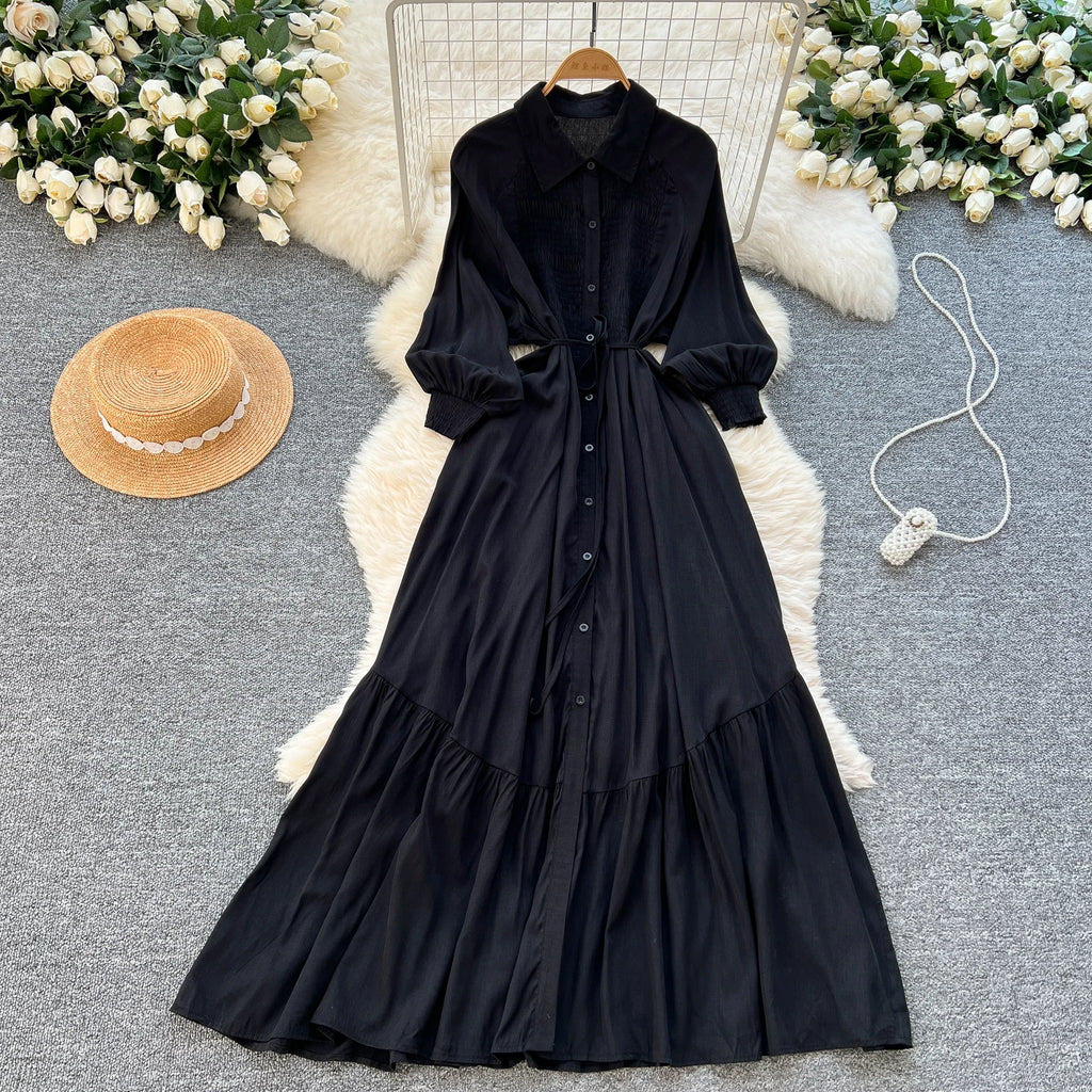 Spring Elegant Tunic Slim Midi Dress For Women Empire Lace Dress