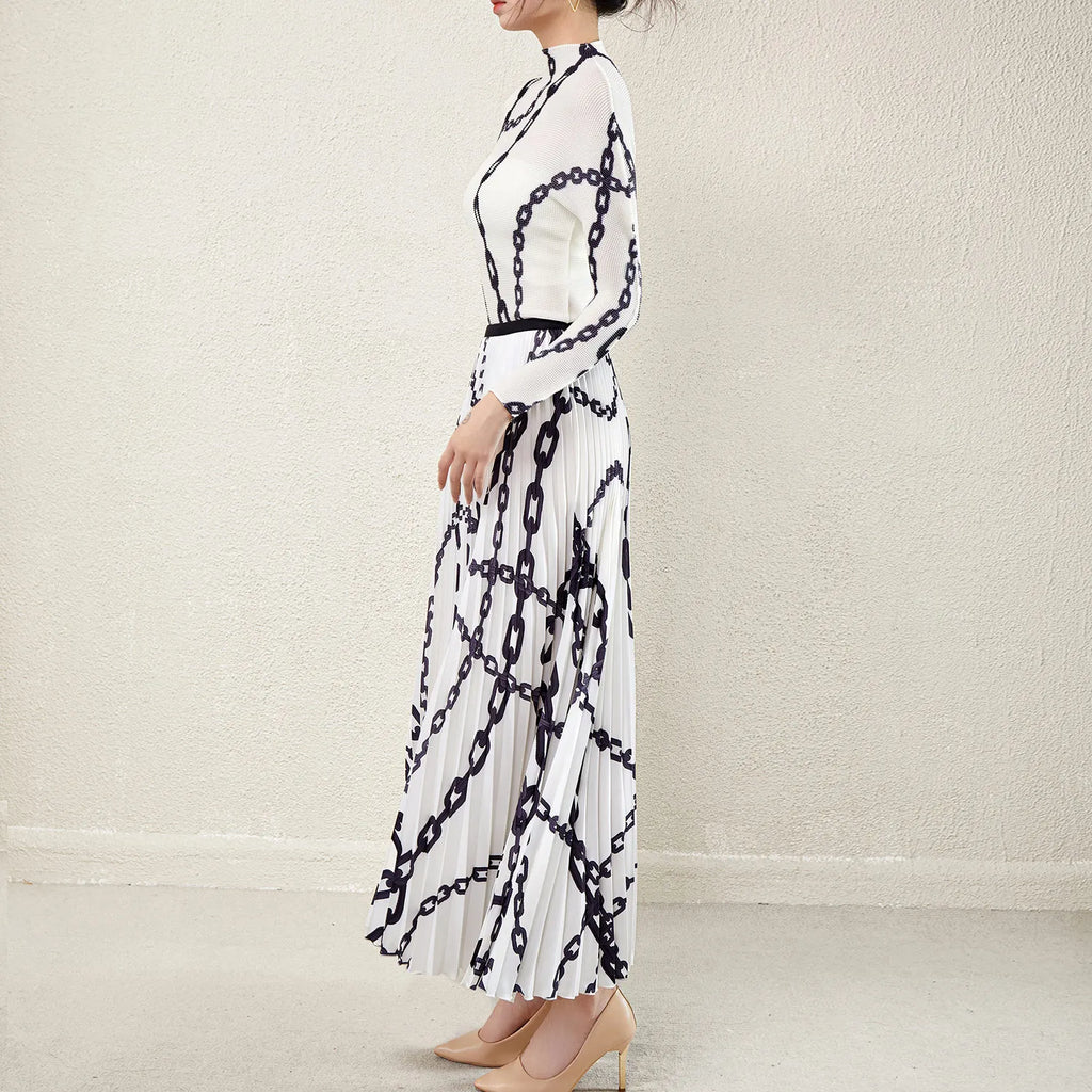 The Latest 2025 Pleated Printed Design Women's 2-piece Set