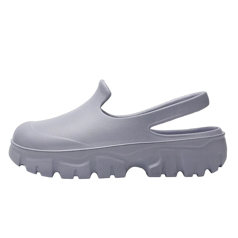 Thick Soled Toe slippers Women's Ins Lightweight Non slip Heightened Chef Shoes Flat Sports Hole Shoes Sandals Women