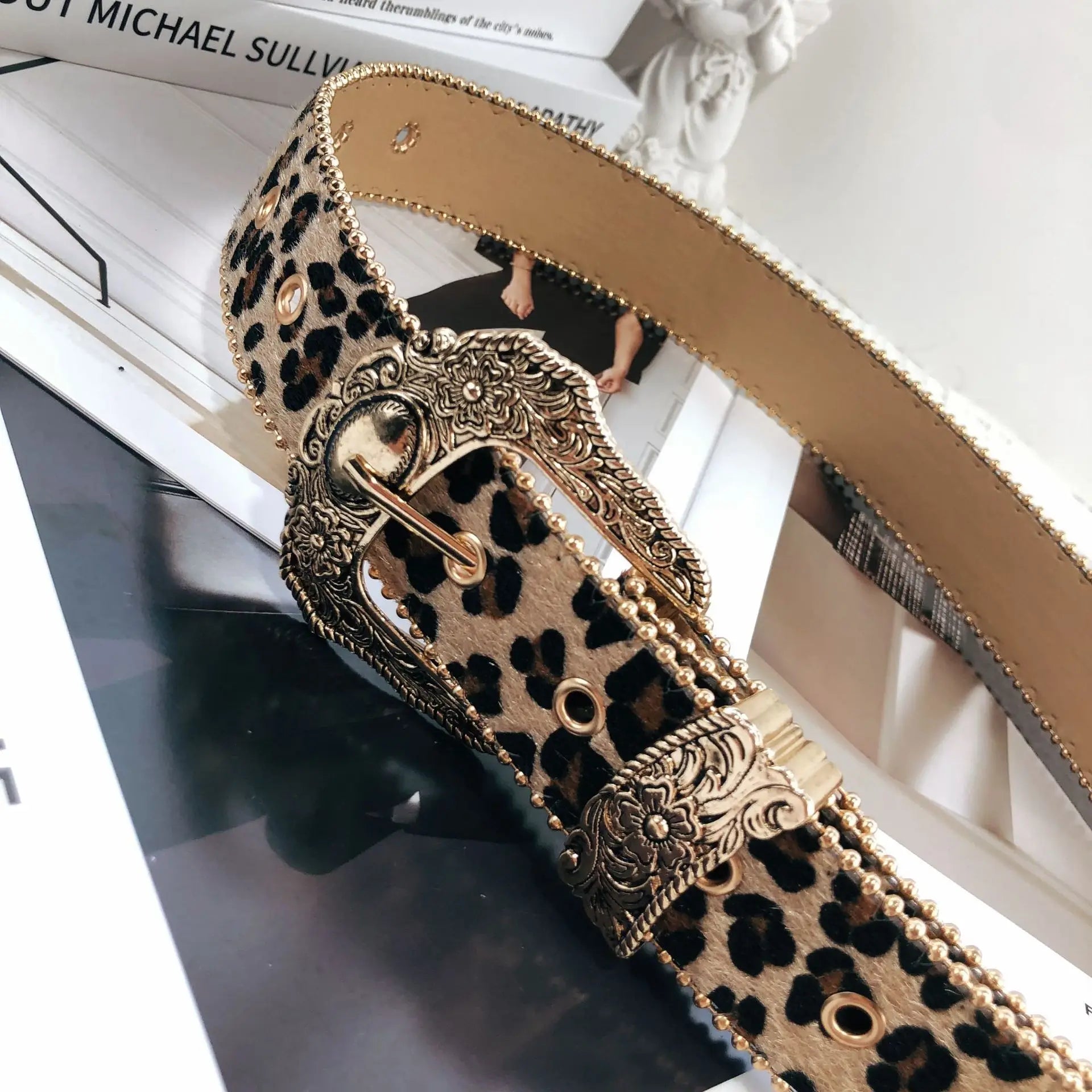Sub Culture High Grade Retro PU Belt Vintage Style Leopard Print Belt Factory Direct Sales Belt for Women