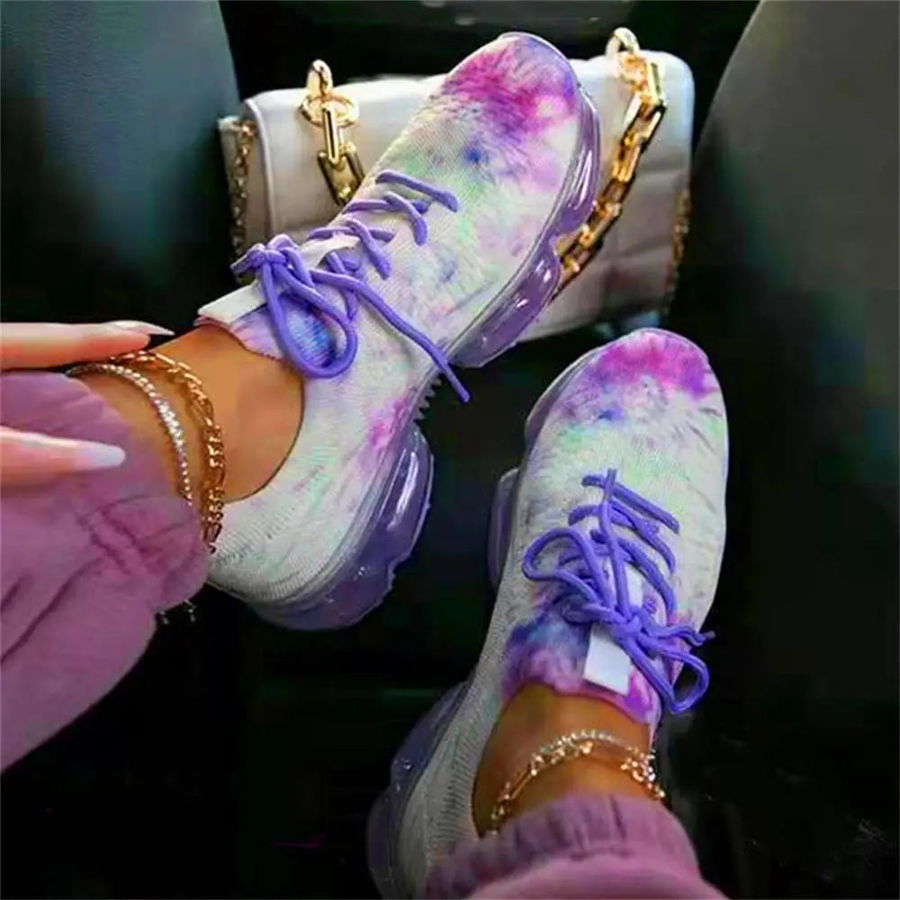 Women Breathable Sneakers 2022 Autumn New Tie Dye Lace up Ladies Casual Shoes Outdoor Sport Walking Female Vulcanized Shoes